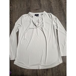 Angel Apparel Boutique Made in Turkey Bone Cream Stretchy Long Sleeve Blouse L